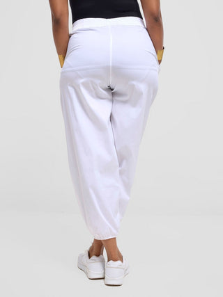 Safari Sizani Barrel Pants - White - Shopzetu