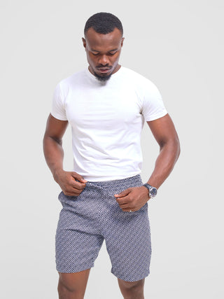 Safari Men's Kitenge Drawstring Shorts - Himo Print