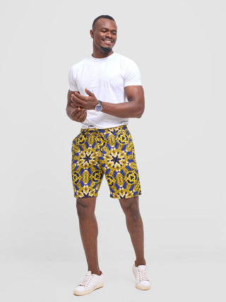 Safari Men's Kitenge Drawstring Shorts - Keri Print