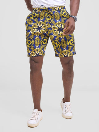 Safari Men Drawstring Shorts - Keri Print - Shopzetu