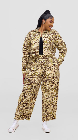 Safari Tara Barell Pants - Olive / Brown Khoi Print