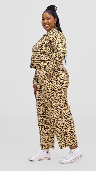 Safari Tara Barell Pants - Olive / Brown Khoi Print