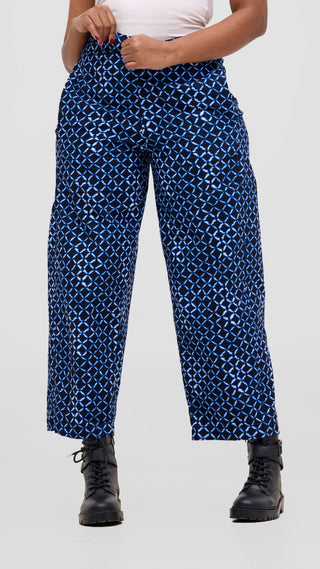 Safari Tara Barell Pants - Light Blue / Navy Dire Print