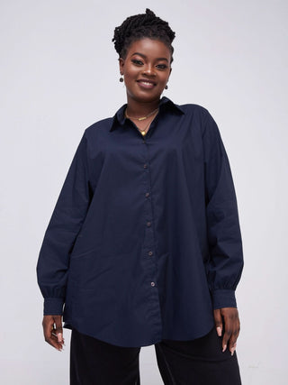Safari Kaya Long Sleeve Collar Shirt  - Navy
