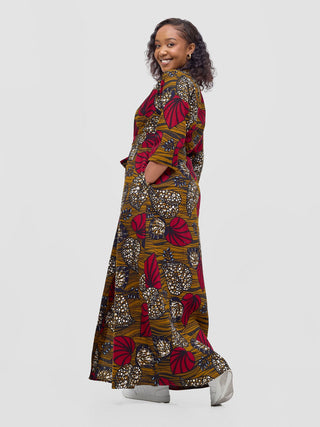Safari by Vivo Kitenge 3/4 sleeve Maxi Dress - Sipo Print