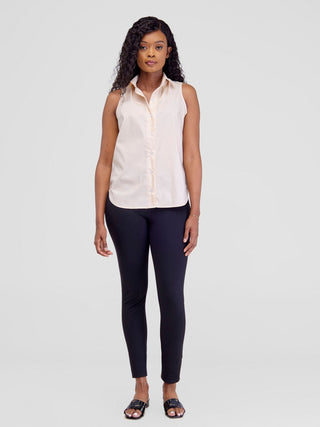 Safari Kamari Halter Shirt - Beige - Shopzetu