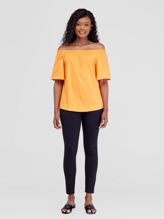 Safari Zene Off Shoulder Top - Orange - Shopzetu