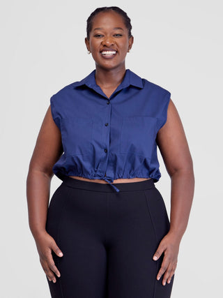Safari Kamari Drop Shoulder Top - Navy Blue - Shopzetu