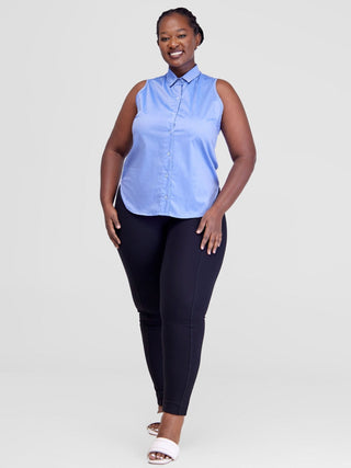 Safari Kamari Halter Shirt - Light Blue - Shopzetu