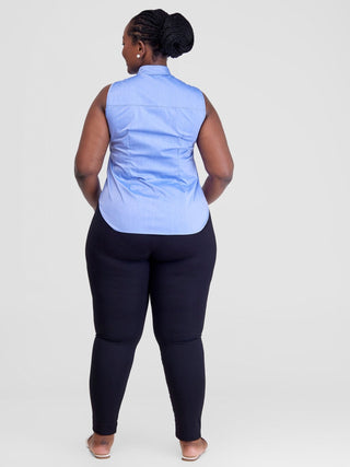 Safari Kamari Halter Shirt - Light Blue - Shopzetu