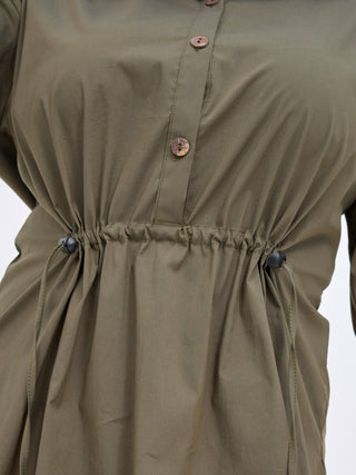 Safari Njano Front Drawstring Tunic Top - Hunters Green - Shopzetu