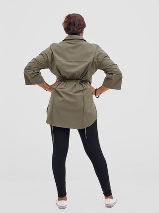 Safari Njano Front Drawstring Tunic Top - Hunters Green - Shopzetu