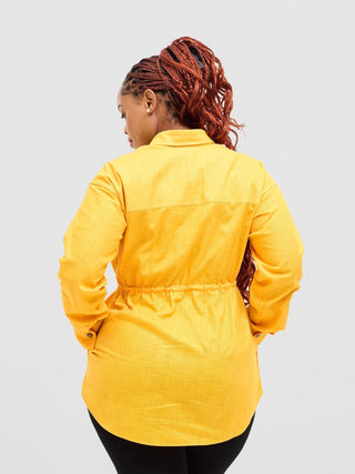 Safari Savannah Drawstring Shacket - Mustard - Shopzetu