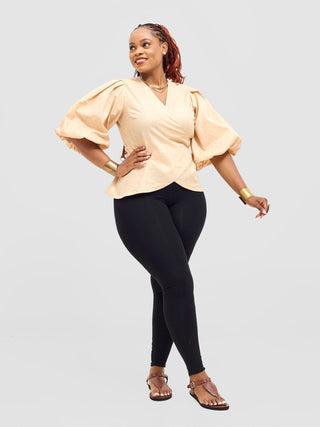 Safari Savannah Wrap Top - Beige - Shopzetu