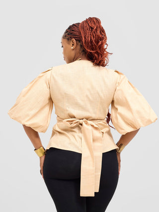 Safari Savannah Wrap Top - Beige - Shopzetu