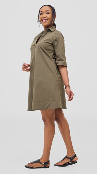 Safari Mansi Wide Hem Tent Dress - Hunters