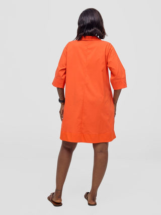 Safari Mansi Wide Hem Tent Dress - Orange - Shopzetu