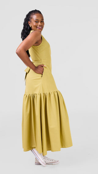 Safari Naledi Gathered Panel Wrap Dress - Olive