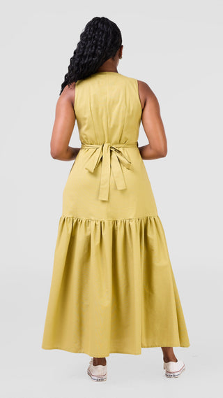 Safari Naledi Gathered Panel Wrap Dress - Olive