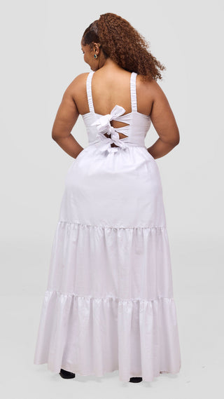 Safari Kikoy Tie Back Maxi Dress - White