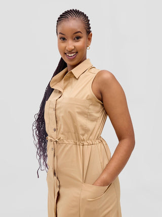 Safari Kamari Maxi Dress - Taupe - Shopzetu