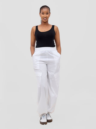 Safari Kamari Wide Leg Pants - White - Shopzetu
