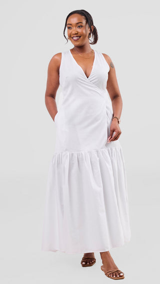 Safari Solana Wrap Dress - White