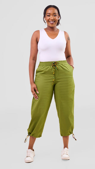 Safari Njano Joggers - Green / Tafo Print