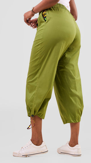 Safari Njano Joggers - Green / Tafo Print