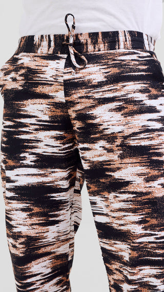 Safari Njano Men's Easy Fit Kitenge Pants - Black / Brown Print