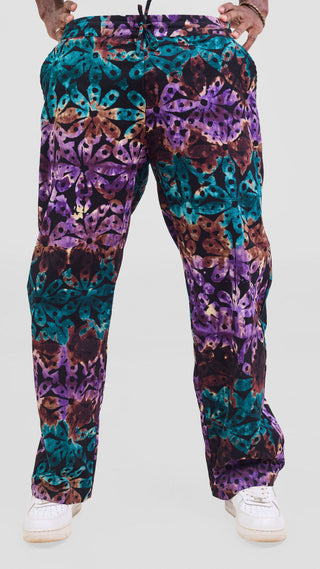 Safari Njano Men's Easy Fit Kitenge Pants - Black / Dark Teal Print