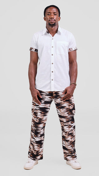 Safari Njano Men's Easy Fit Kitenge Pants - Black / Brown Print