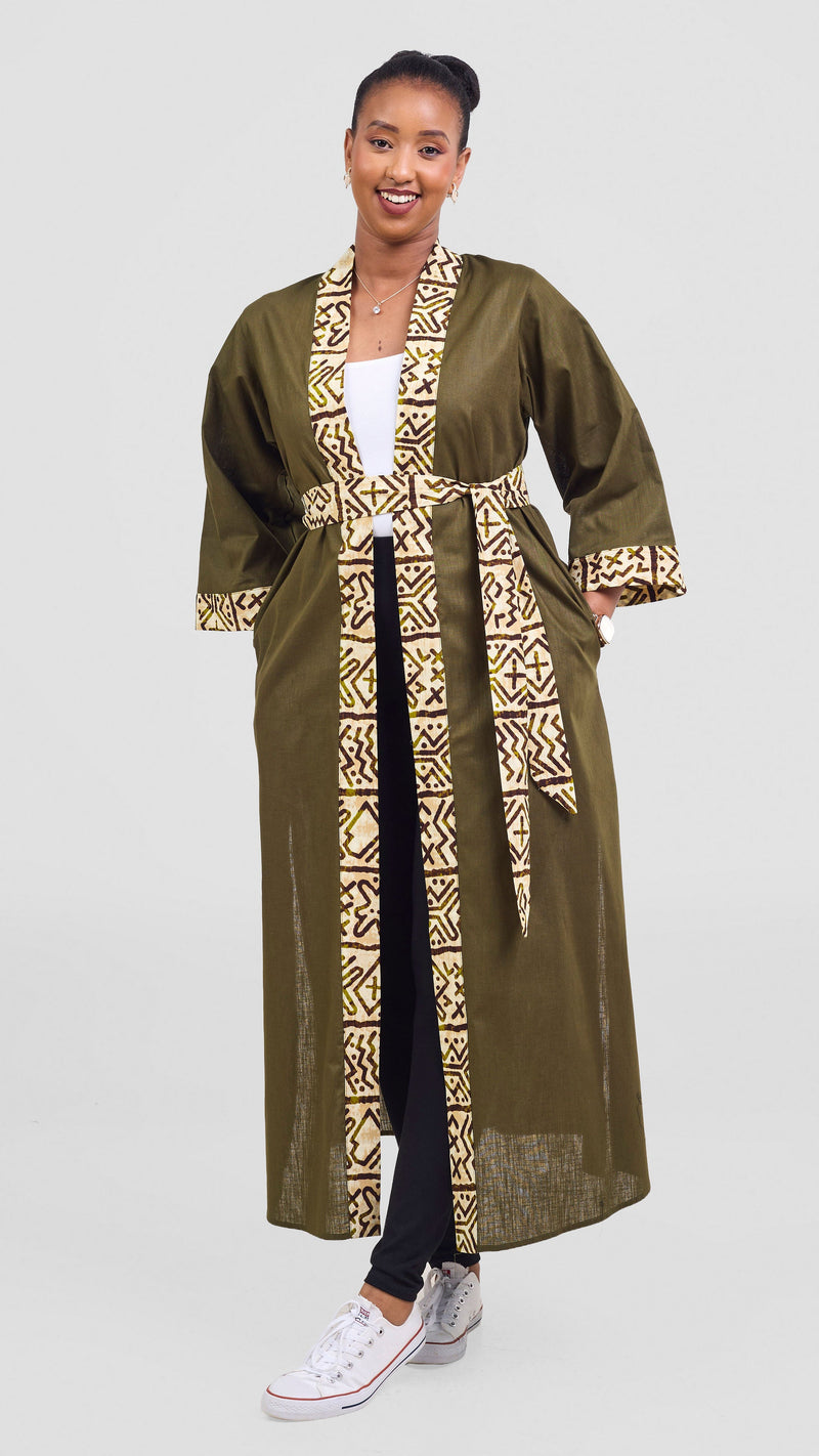 Safari Tafari High Slit Kimono - Hunters / Lulu Print