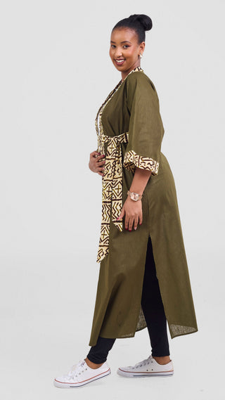 Safari Tafari High Slit Kimono - Hunters / Lulu Print