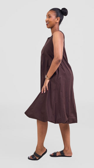 Safari Nazari Bubble Midi Dress - Chocolate