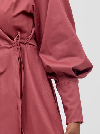 Safari Hawi Peplum Bishop Sleeve Wrap Coat -