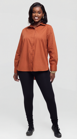Safari by Vivo Pintuck Shirt in Cotton - Rust