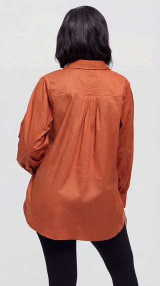 Safari by Vivo Pintuck Shirt in Cotton - Rust
