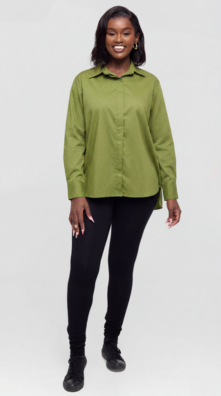 Safari by Vivo Pintuck Shirt in Cotton - Olive