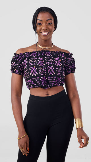 Safari Tafari Off Shoulder Crop Top - Laka Print