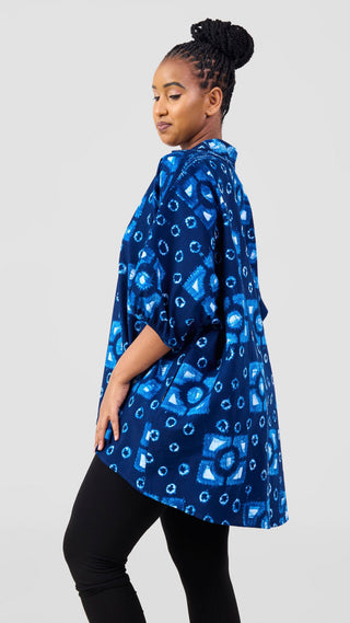 Safari Tafari Highlow Top - Dark Navy Asili Print