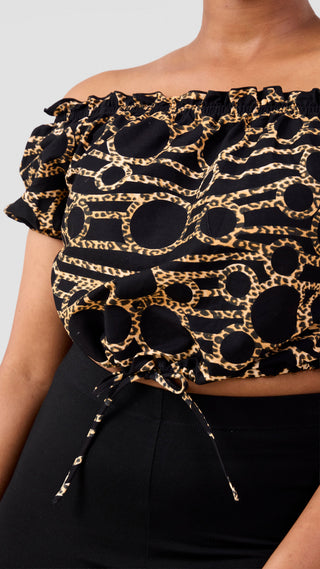 Safari Tafari Off Shoulder Crop Top -