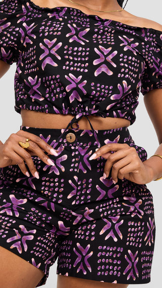 Safari Tafari Off Shoulder Crop Top - Laka Print