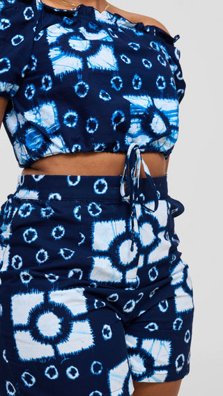 Safari Tafari Shorts - Light Blue Asili Print
