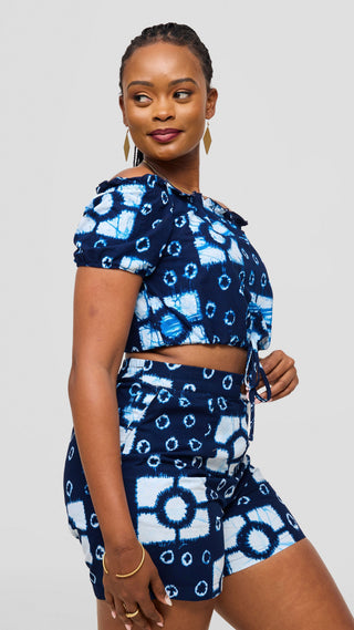 Safari Tafari Shorts - Light Blue Asili Print