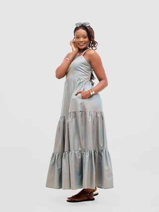 Safari Kikoy Tie Back Maxi Dress - Frost - Shopzetu