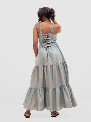 Safari Kikoy Tie Back Maxi Dress - Frost - Shopzetu