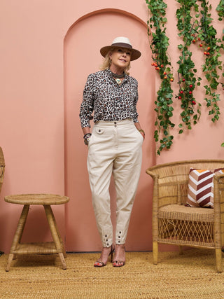 Safari Chui Placket Top - Chui Print - Shopzetu