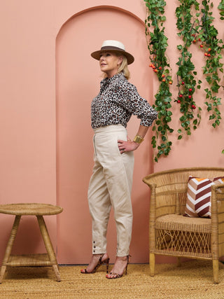 Safari Chui Placket Top - Chui Print - Shopzetu