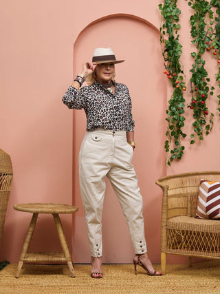 Safari Chui Placket Top - Chui Print - Shopzetu